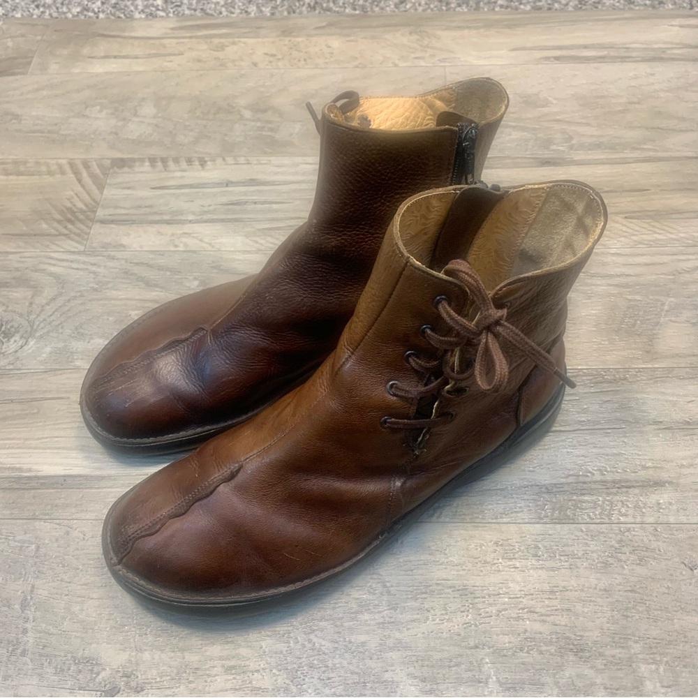 Loints of Holland Inspired by Nature Leather Side Zipper Lace Ankle Boots